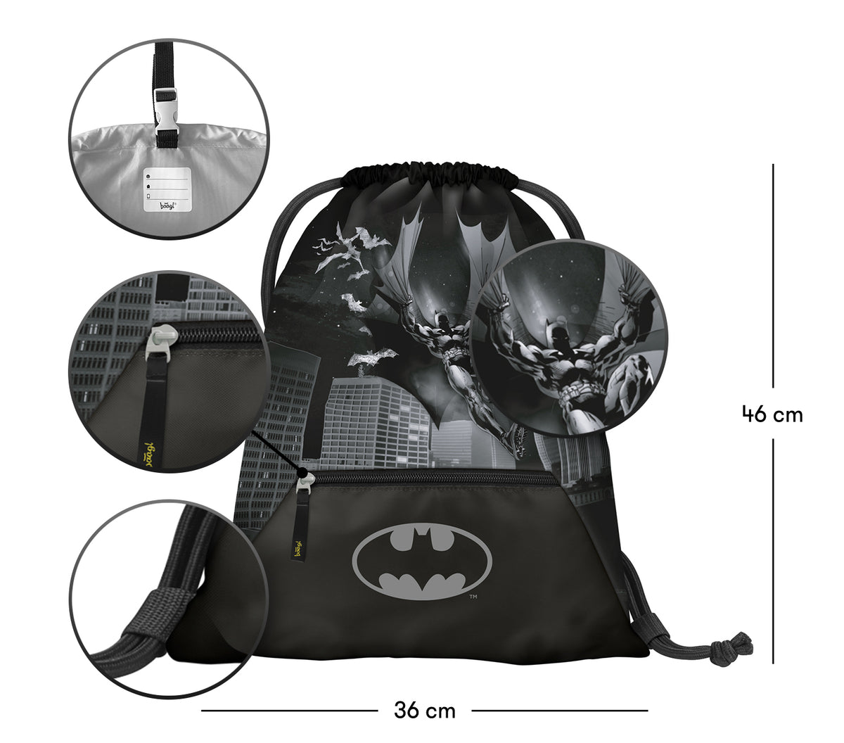 Tornazsák cipzáras zsebbel, Batman Sötét város