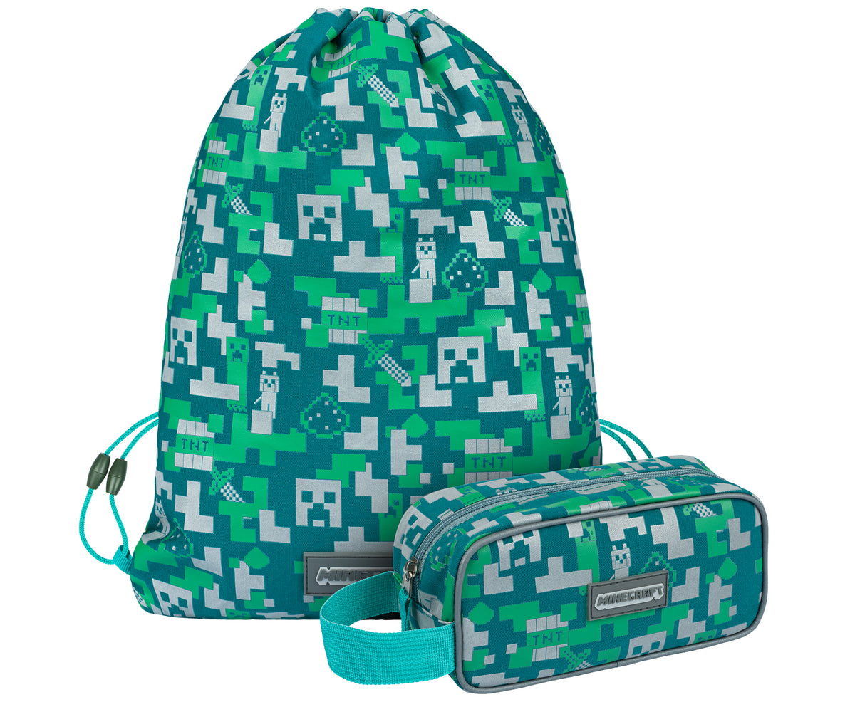 MINECRAFT SET 2 Ezüst Creeper: tolltartó, tornazsák
