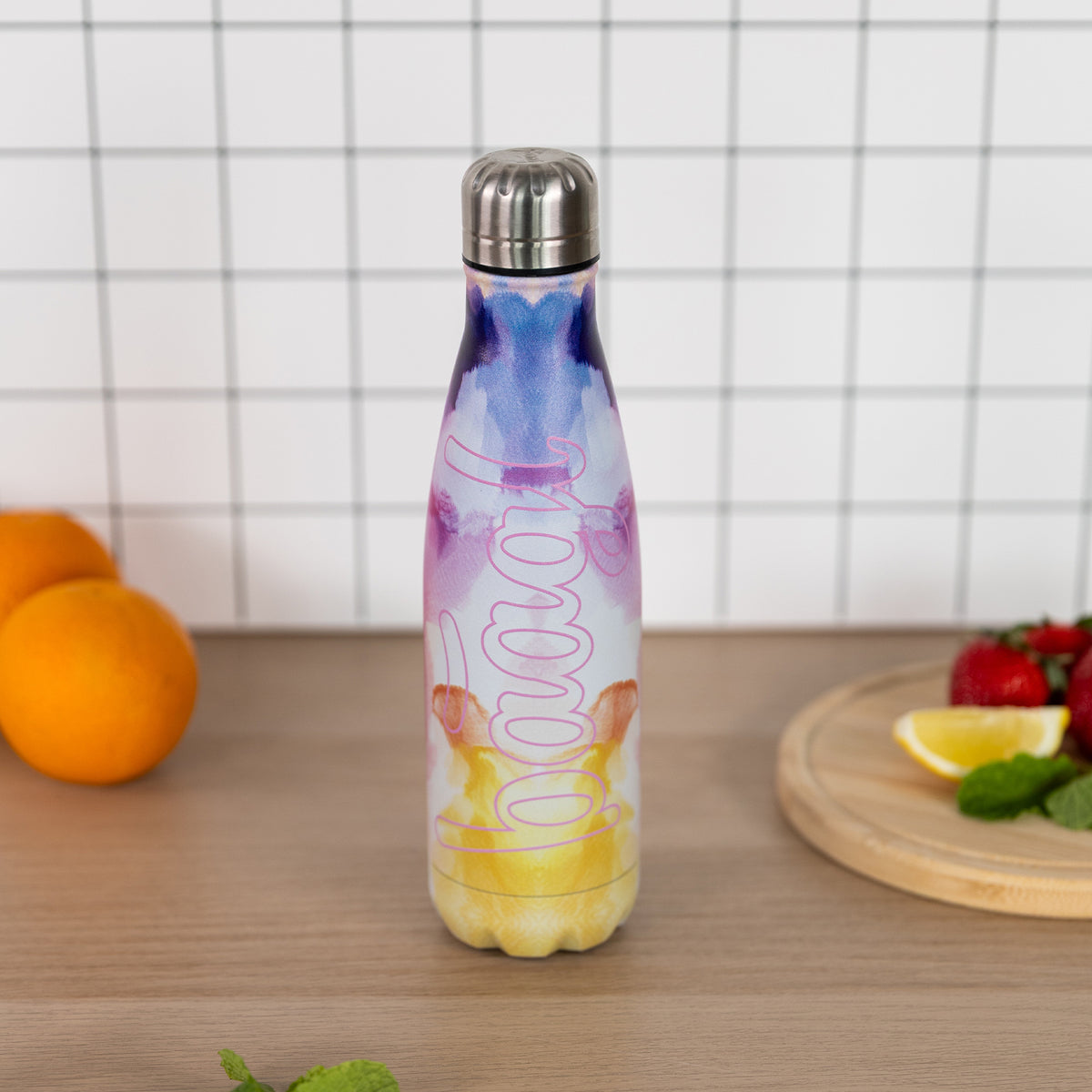 Fémkupakos termoszpalack Painting, 500 ml
