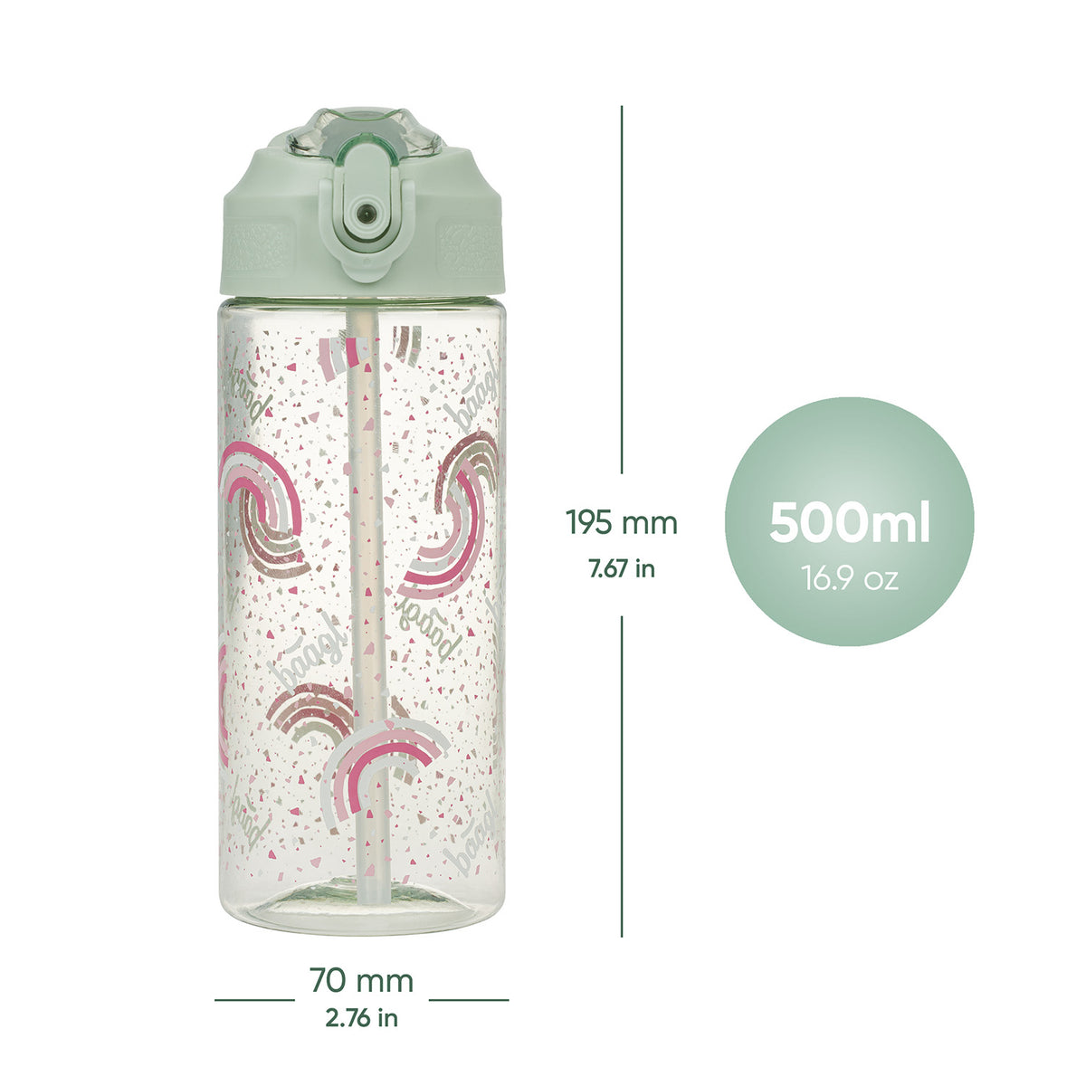 Tritan kulacs szívószállal, szivárványos, 500 ml