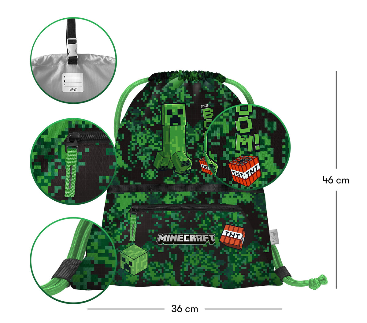 Tornazsák cipzáras zsebbel Minecraft Boom