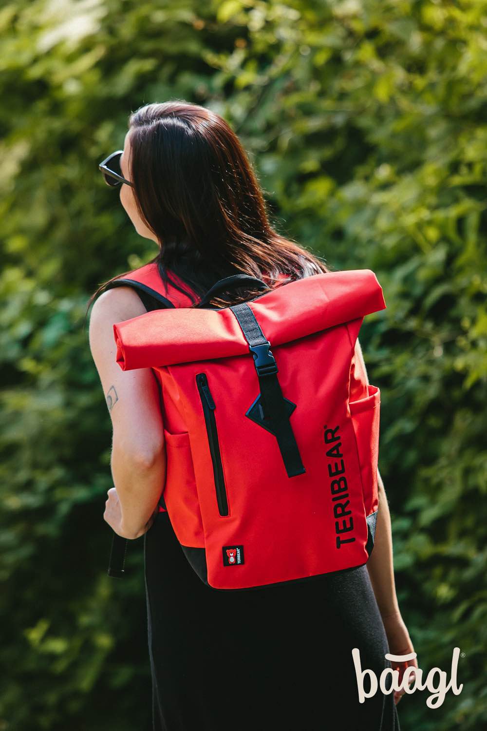 TERIBEAR piros rolltop hátizsák